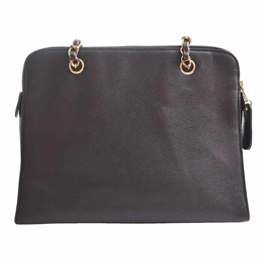 Chanel Caviar Skin Here Mark Chain Shoulder Bag Brown